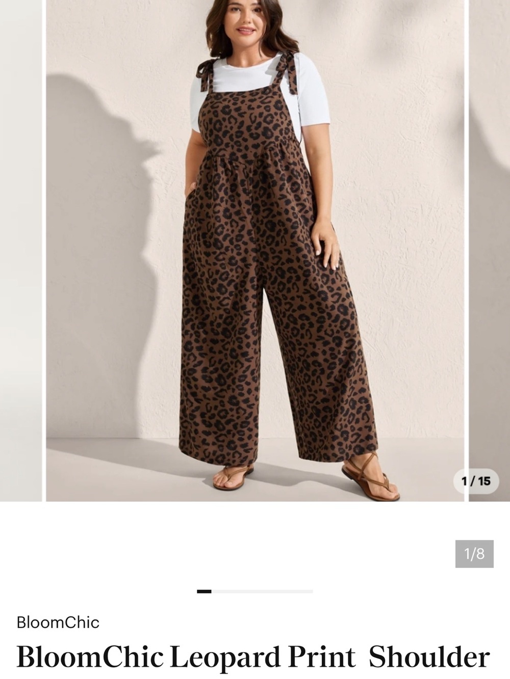 BloomChic Leopard Print Brown Shoulder-Tie Jumpsuit